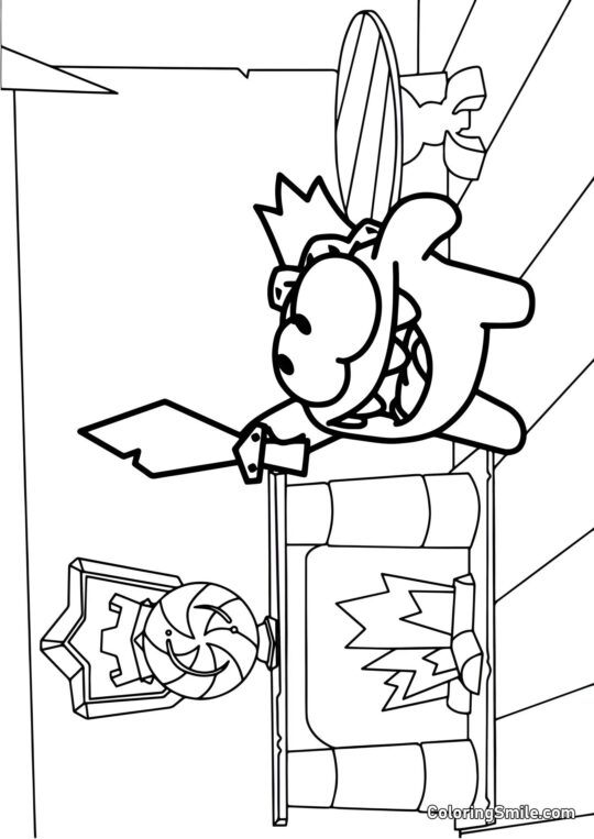 Král Om Nom se mečem - Omalovánka