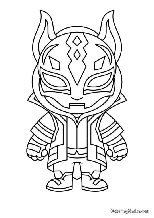 Fortnite Chibi Ronin v Masce - Omalovánka