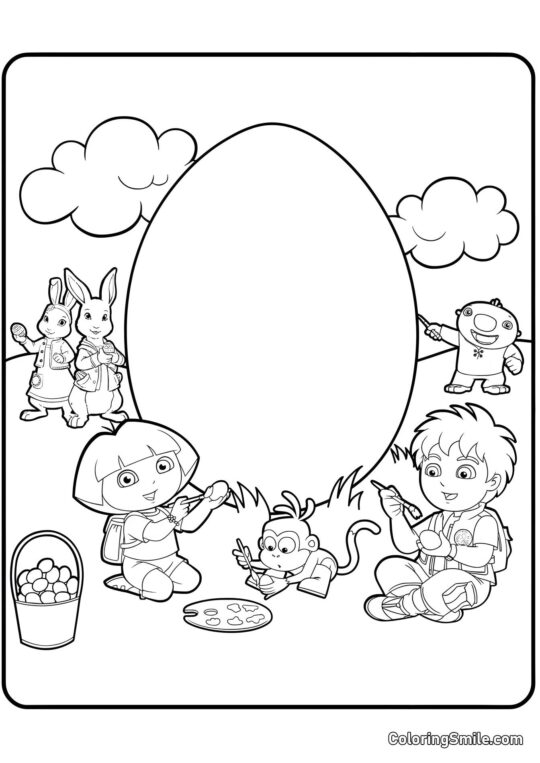 Dora Dobrodružka a Velikonoce - Omalovánka