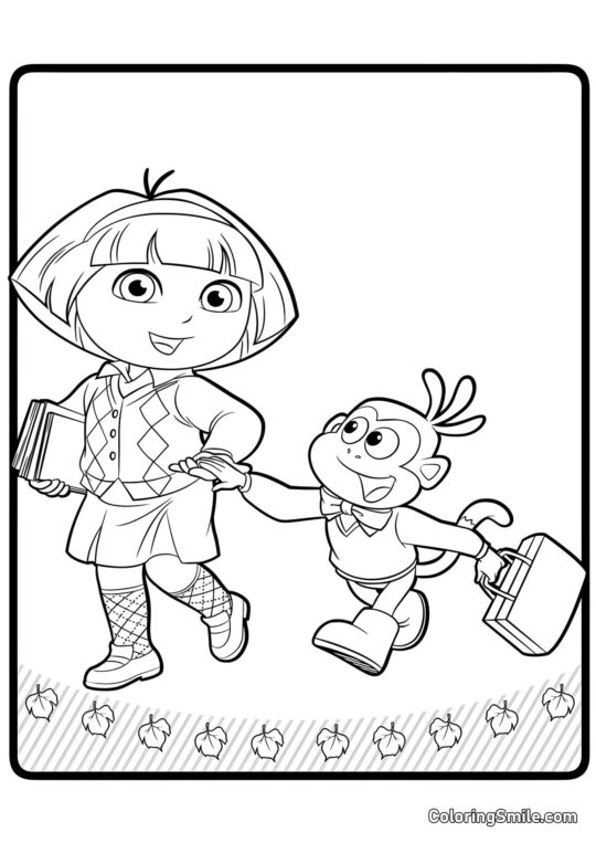 Dora Dobrodružka jde do školy - Omalovánka