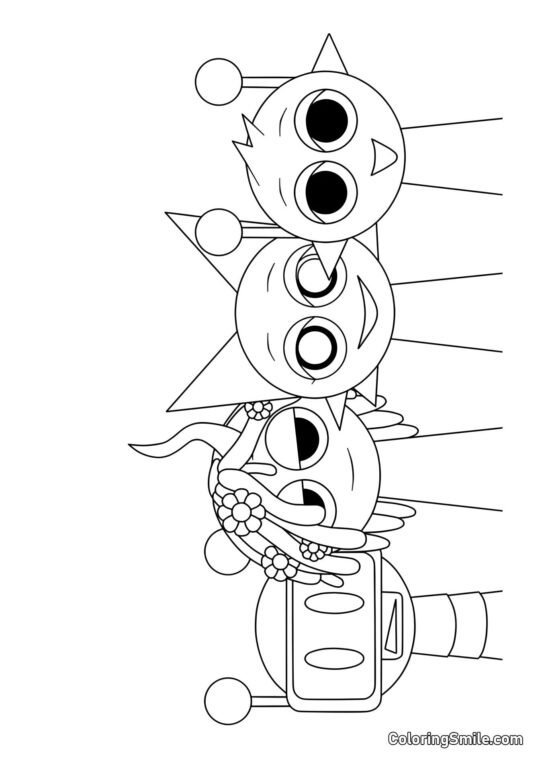 Sprunki Veselý Robot, Vineria, Venda a Simon - Omalovánka