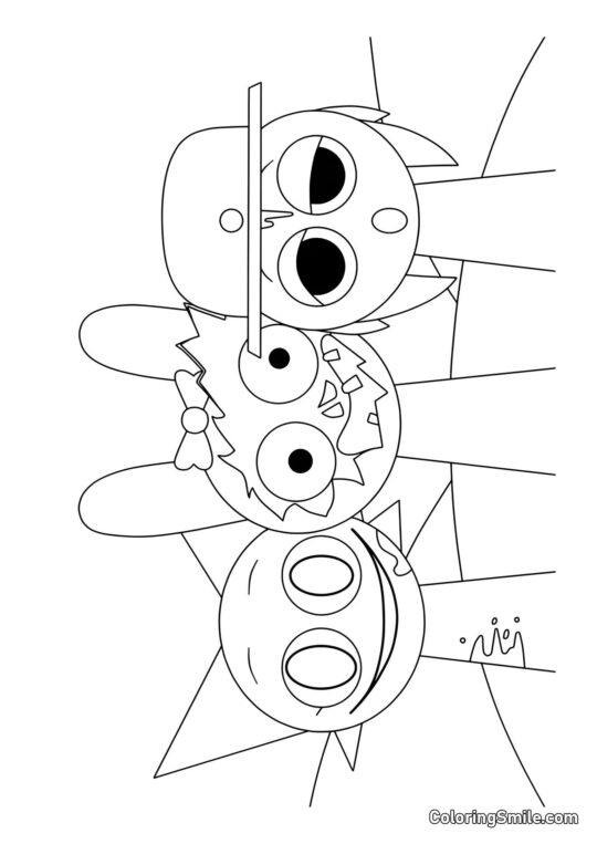 Hororový Sprunki Venda, Pinky a Tanner - Omalovánka