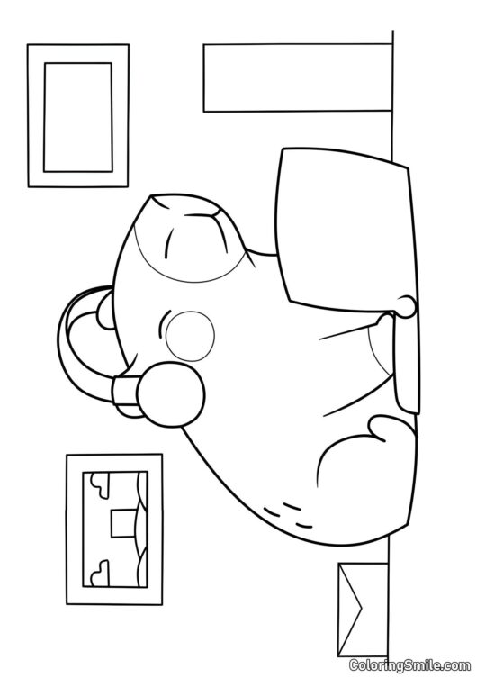 Kapibara s notebookem - Omalovánka