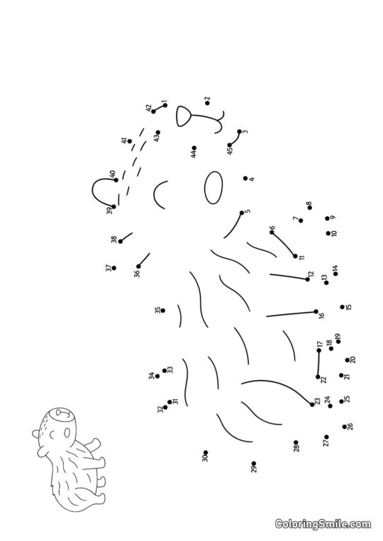 Kapibara u teček - Omalovánka