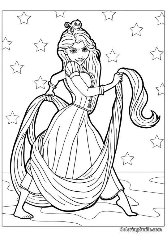 Krásná Rapunzel a věrný Pascal - Omalovánka