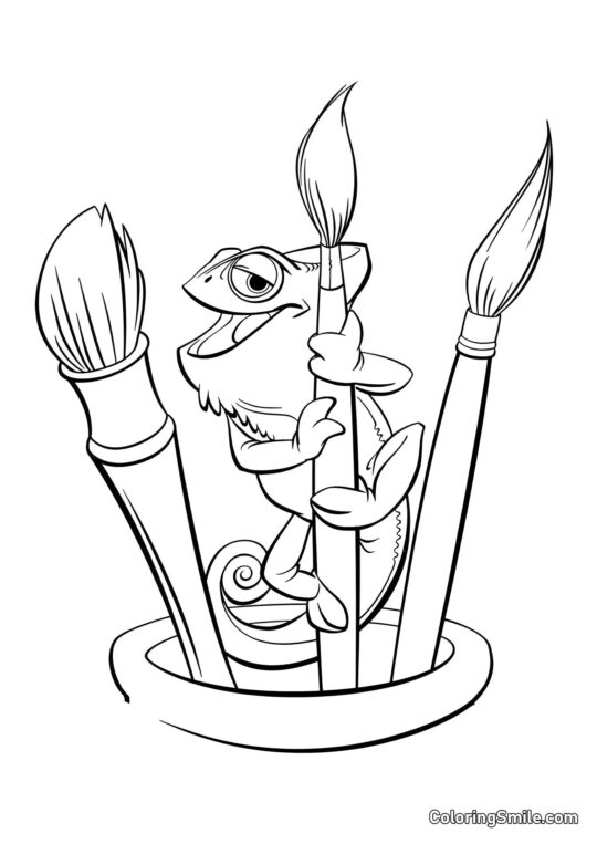 Chameleon Pascal a vodovky - Omalovánka