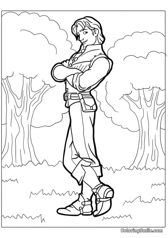 Eugene čekající na Rapunzel - Omalovánka