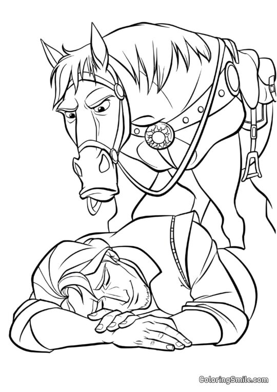 Kůň Maximus našel Flynna - Omalovánka