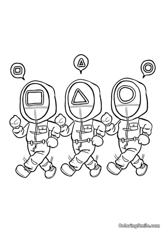 Veselí pracovníci Squid Game - Omalovánka