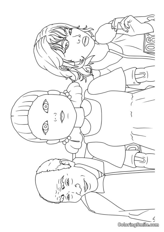 Panenka a hráči Squid Game - Omalovánka