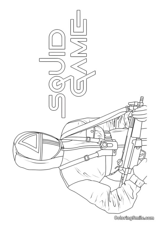 Voják s pistolí ze Squid Game - Omalovánka