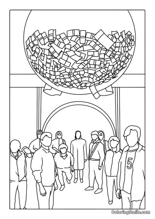 Peníze míč ze Squid Game - Omalovánka