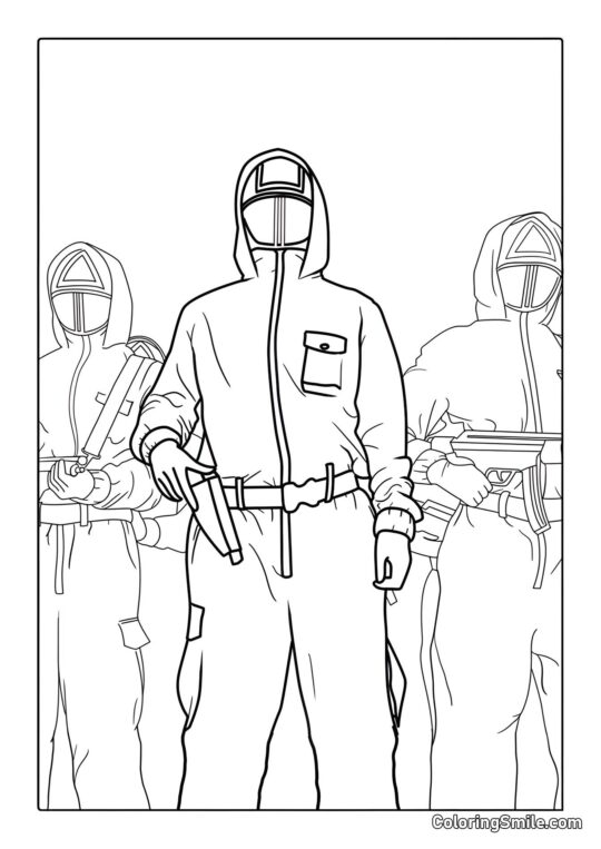 Tři strážci ze Squid Game - Omalovánka