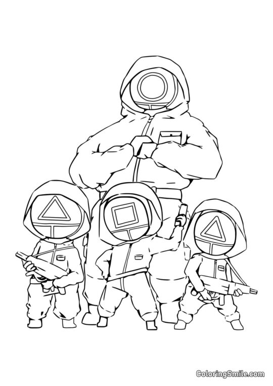 Pracovníci Squid Game - Omalovánka