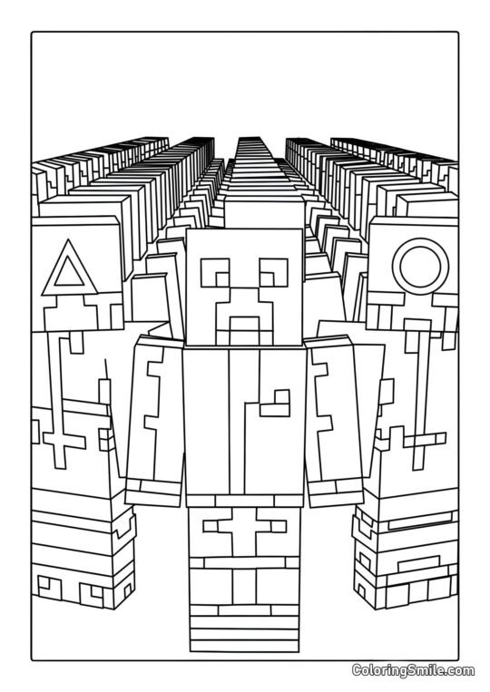 Minecraft na Squid Game - Omalovánka