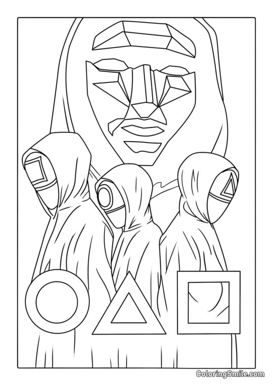 Host a pracovníci ze Squid Game - Omalovánka