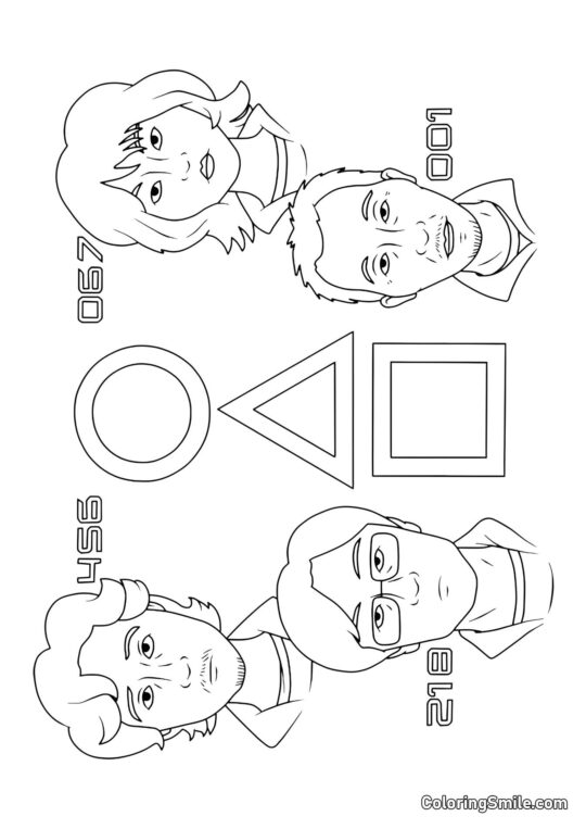 Avatary hráčů ze Squid Game - Omalovánka