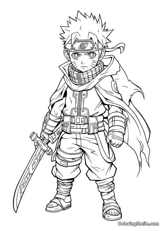 Roztomilý Naruto s mečem - Omalovánka