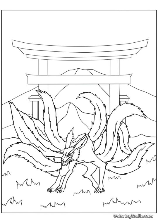Kurama s devíti ocasy - Omalovánka