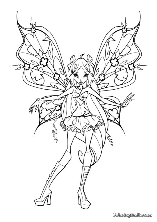 Krásná víla Flora - Omalovánka