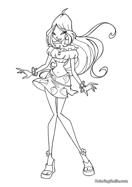 Flora je spokojená sama se sebou - Omalovánka