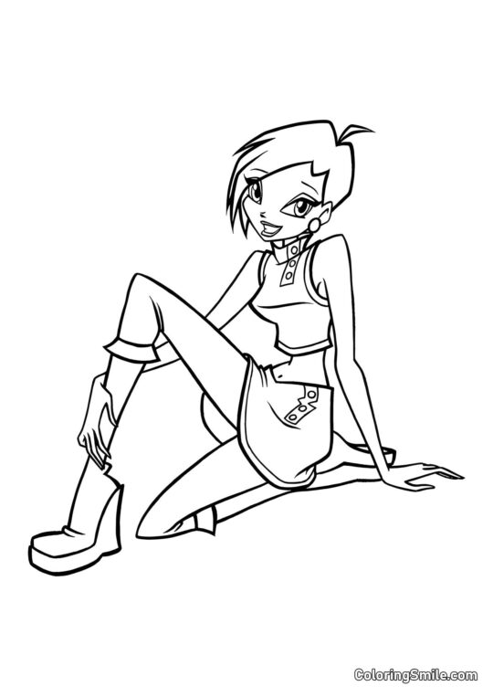 Tecna sedí na podlaze - Omalovánka