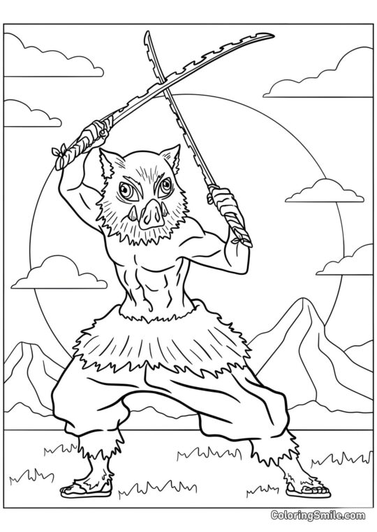 Demon Slayer Inosuke Hashibira - Omalovánka