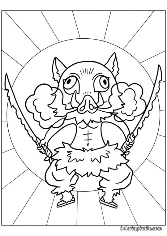 Inosuke Hashibira se dvěma meči - Omalovánka