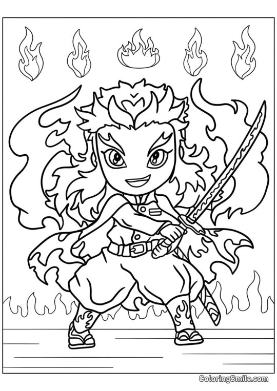 Roztomilý Kyojuro Rengoku - Omalovánka