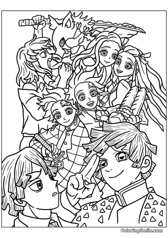 Demon Slayer: Květa štěstí - Omalovánka