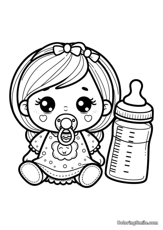 Panenka s dudlíkem a lahví - Omalovánka