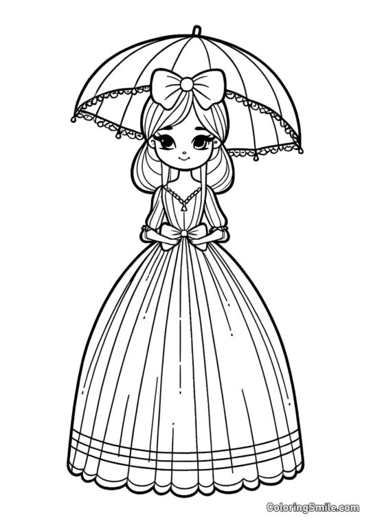 Panenka s deštníkem - Omalovánka