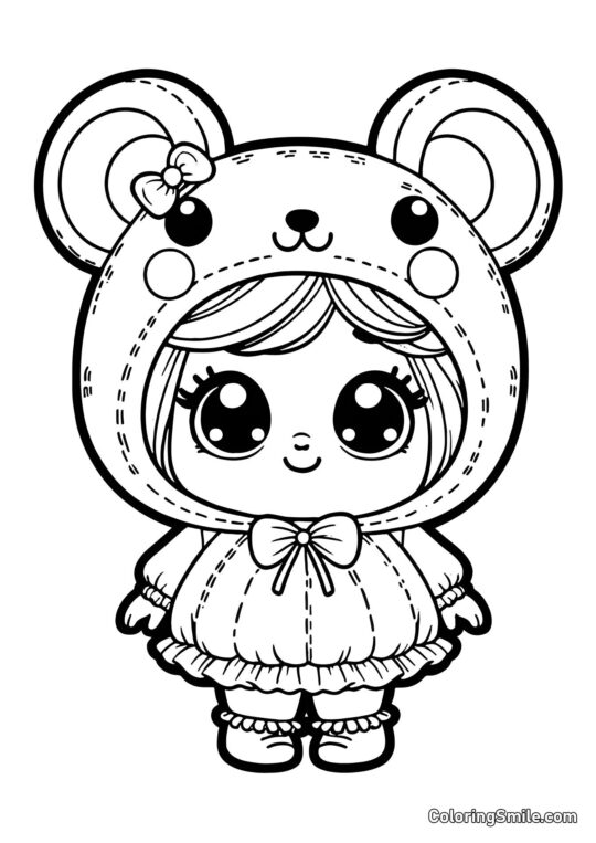 Panenka v kostýmu křečka - Omalovánka