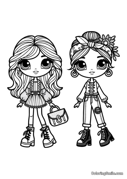 Módní panenky kamarádky - Omalovánka
