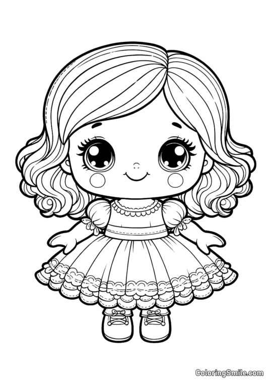 Roztomilá malá panenka pro miminka - Omalovánka