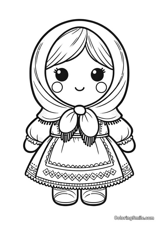 Panenka v šátku - Omalovánka