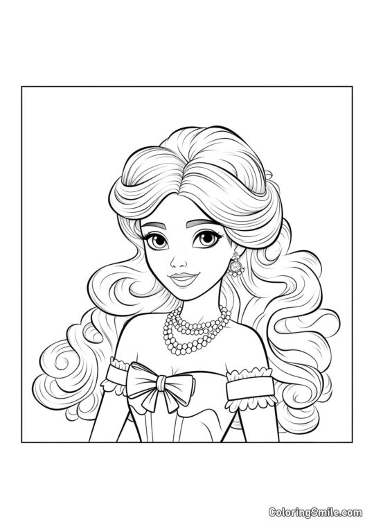 Panenka s luxusním náhrdelníkem - Omalovánka