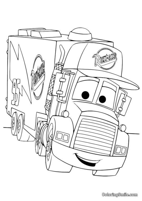 Kamion na silnici - Omalovánka