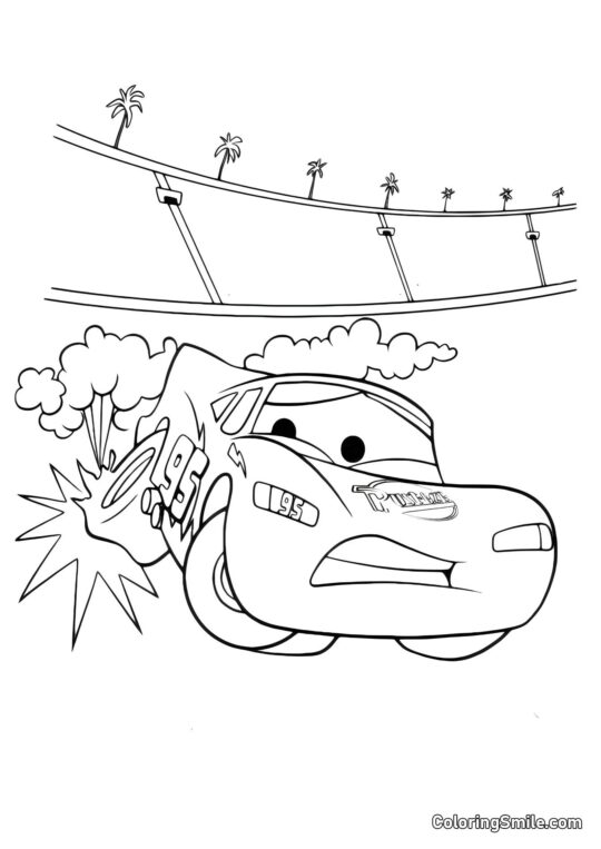 Auto s prázdnou pneumatikou - Omalovánka