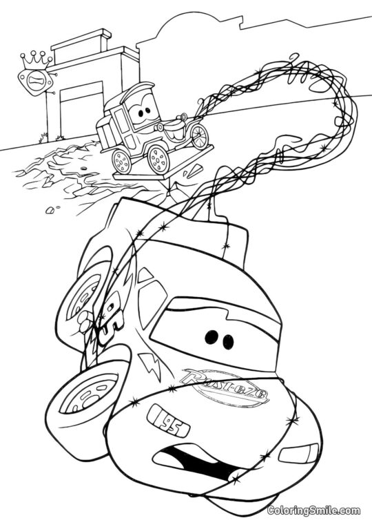 Auto chycené v síti - Omalovánka