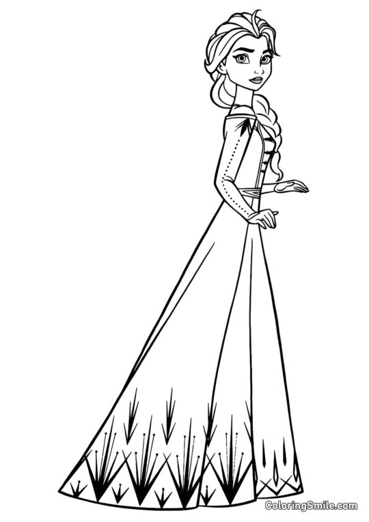 Elsa v krásných šatech Elsa v krásných šatech - Omalovánka