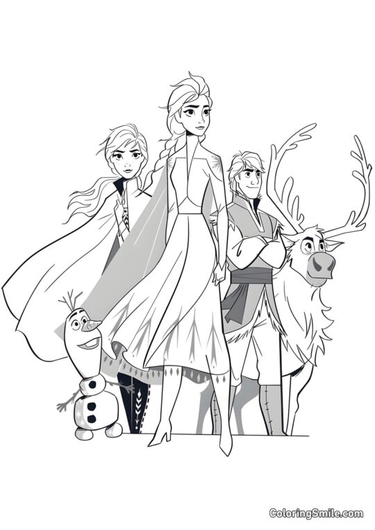 Elsa, Anna, Kristoff, Sven a Olaf Elsa, Anna, Kristoff, Sven a Olaf - Omalovánka