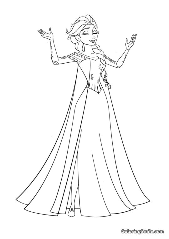 Elsa s vztyčenýma rukama Elsa s vztyčenýma rukama - Omalovánka