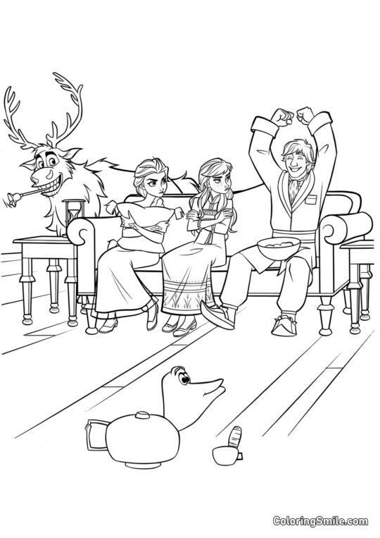 Postavy z Ledového srdce 2 hrají krokodýla Postavy z Ledového srdce 2 hrají krokodýla - Omalovánka