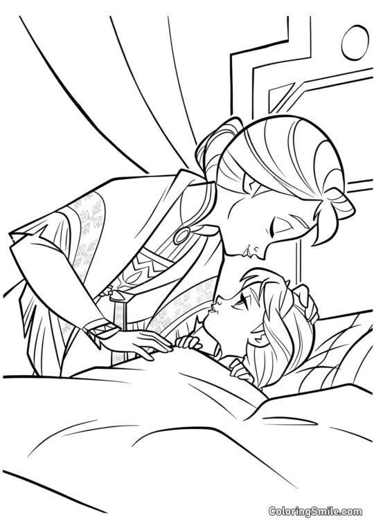 Malá Elsa s mámou Malá Elsa s mámou - Omalovánka