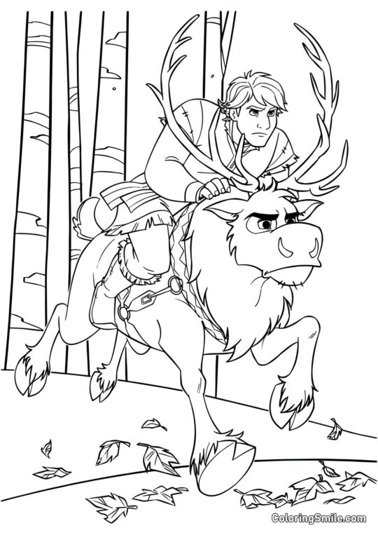 Kristoff jezdí na Svenovi Kristoff jezdí na Svenovi - Omalovánka