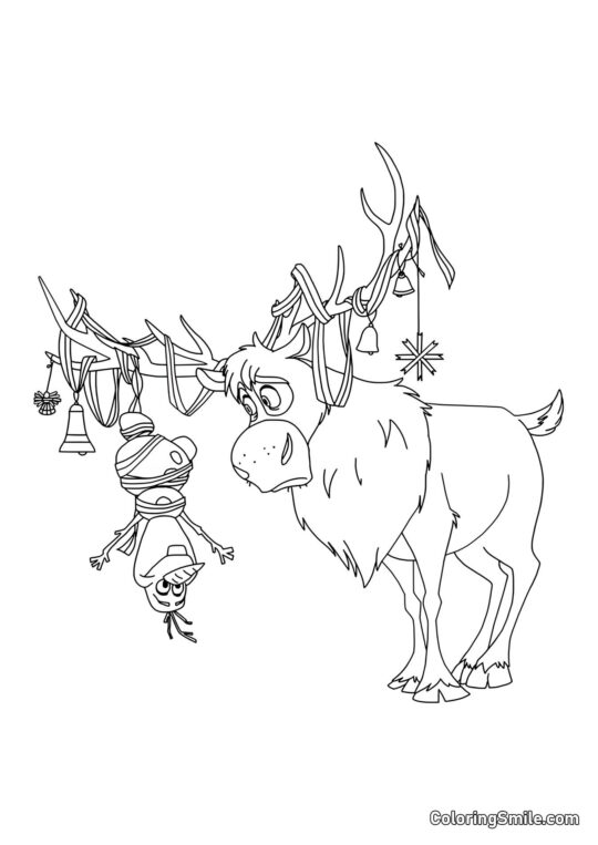 Olaf visí na Svenových parohách Olaf visí na Svenových parohách - Omalovánka