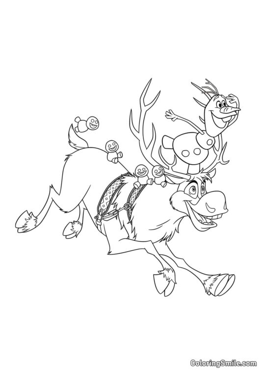 Olaf jezdí na Svenovi Olaf jezdí na Svenovi - Omalovánka